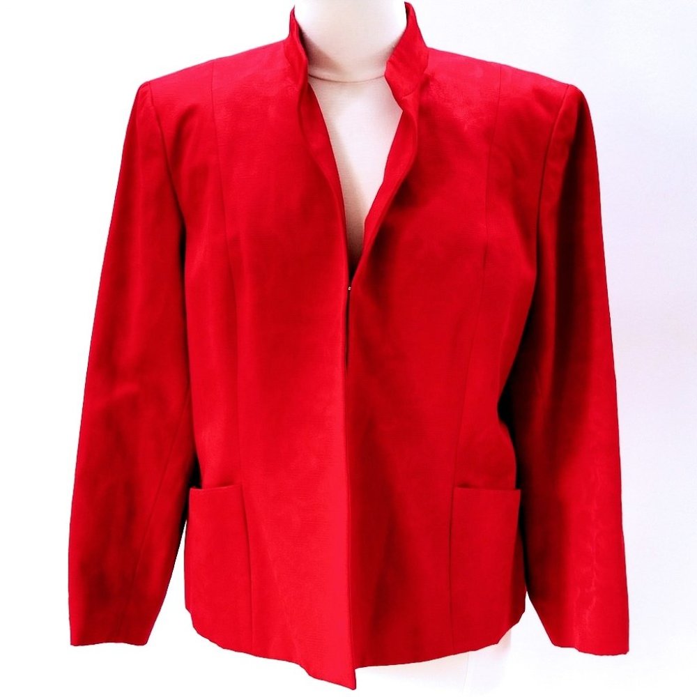 JNY Signature Red Brocade Career Jacket Blazer 16W